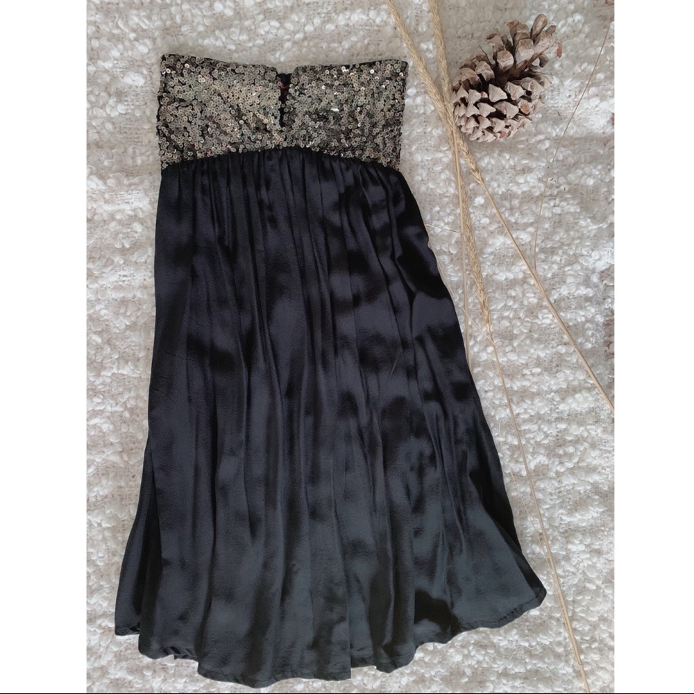 Maurie + Eve Sequin Strapless Silk Holiday Dress